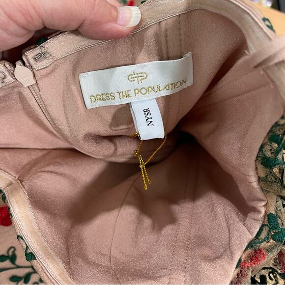 Dress The Population Tara Cherry Vine Rogue Red Dress Off The Shoulder Cocktail - Picture 7 of 7